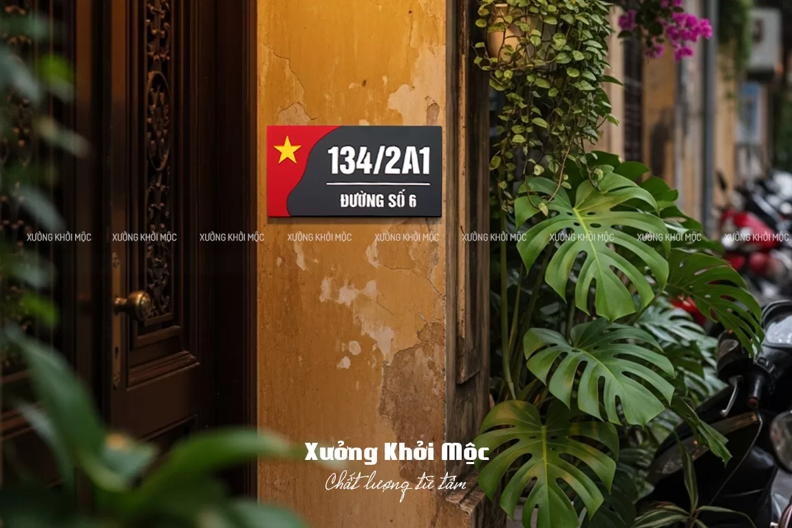 Bảng số nhà mica KMS-12 màu trong suốt chữ nổi đẹp hiện đại