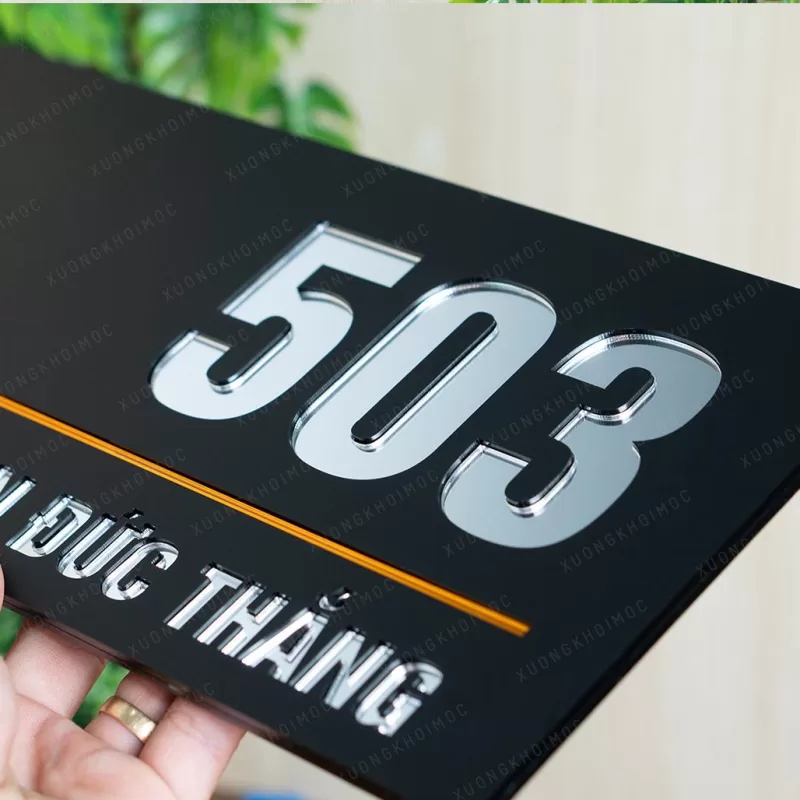 Bảng số nhà mica tráng gương hiện đại cao cấp – KMS-11 - Ảnh 2