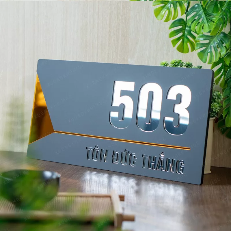 Bảng số nhà mica tráng gương hiện đại cao cấp – KMS-11 - Ảnh 5