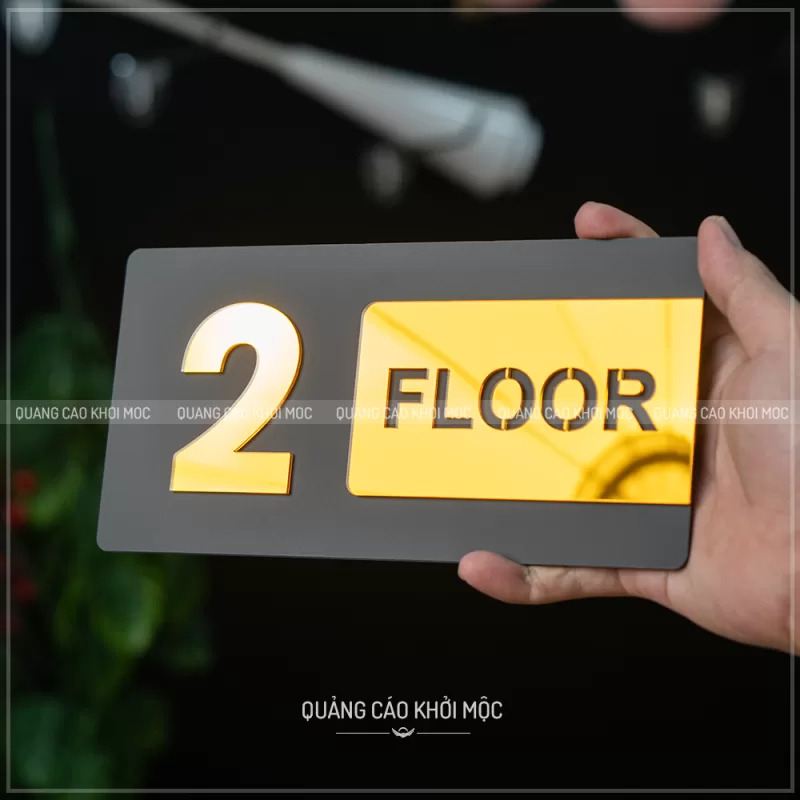 Bảng số tầng KMS-26 – Nhỏ gọn mà sang xịn hết ý! - Bảng mica dán tường kết hợp với mica gương sang trọng, bắt mắt - Ảnh 1