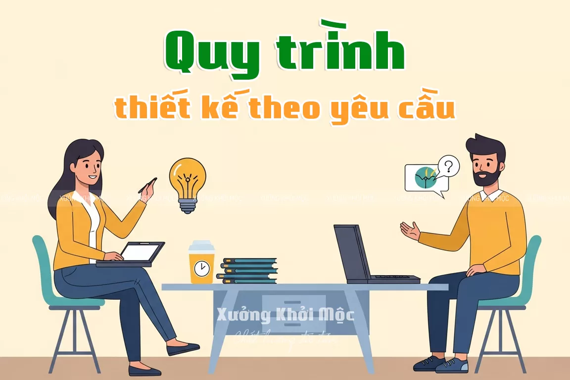 5 bước quy trình thiết kế từ ý tưởng đến gia công, màu sắc bắt mắt, dễ hiểu.
