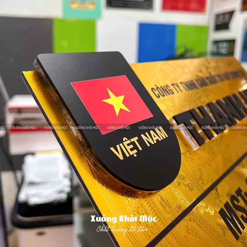 Bảng tên công ty KMS-52: chất liệu Alu gương in UV, chữ nổi - Ảnh 6