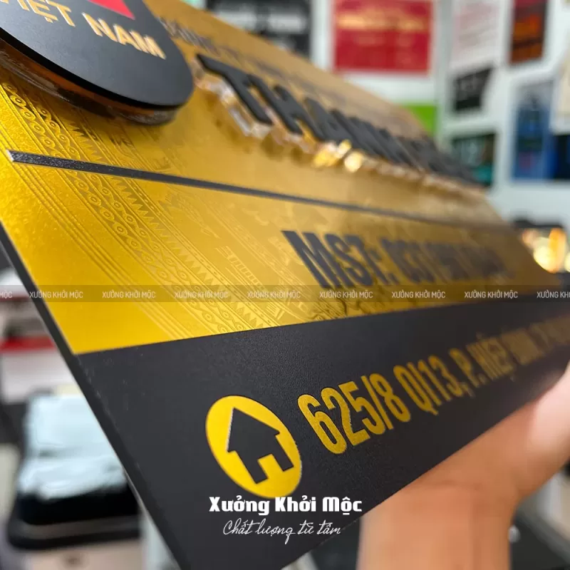 Bảng tên công ty KMS-52: chất liệu Alu gương in UV, chữ nổi - Ảnh 5