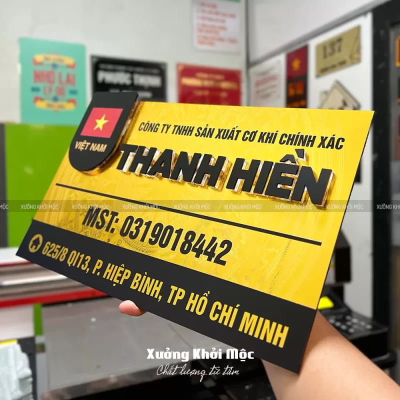 Bảng tên công ty KMS-52: chất liệu Alu gương in UV, chữ nổi - Ảnh 3