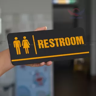 Bảng RESSTROOM mica gương vàng sang trọng KMD46