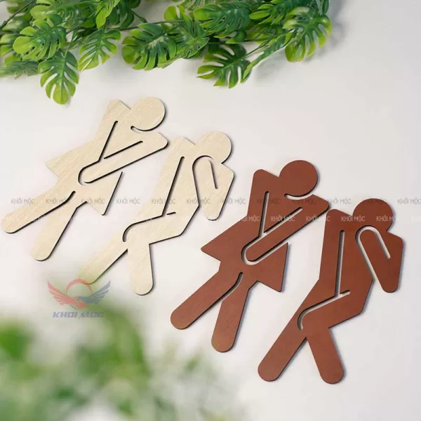 Biểu tượng Nam - Nữ bằng gỗ dán Toilet KMD45 | Decor tinh tế cho quán & văn phòng