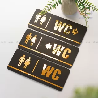 Bảng bảng hướng nhà vệ sinh, WC trái phải mica gương sang trọng