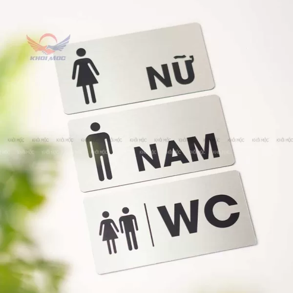 Bảng Toilet Alu Dán Tường Có Keo Dán Sẵn KMD44 | Khởi Mộc