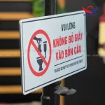 Biển nhắc nhở vui lòng không bỏ giấy vào bồn cầu" BAL01 chất liệu Alu - Ảnh 5