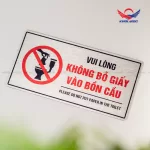 Biển nhắc nhở vui lòng không bỏ giấy vào bồn cầu" BAL01 chất liệu Alu