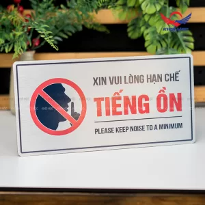 Biển báo nhắc nhở hạn chế tiếng ồn BAL10 song ngữ Việt Anh