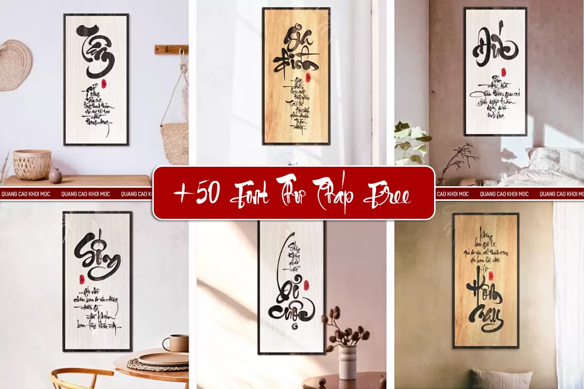 Bộ font thư pháp Việt hóa dùng cho tranh gỗ và thiết kế bảng hiệu