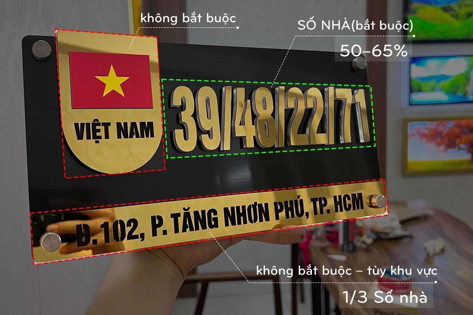 Tỉ lệ nội dung trên bảng số nhà đúng quy định và dễ nhận diện