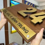 Biển số nhà gỗ tự nhiên số inox nổi khối 3D SNI04 - Ảnh 3