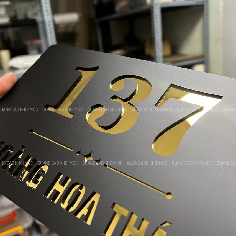 Bảng số nhà inox kết hợp mica cắt laser 2 lớp KMS-110 - Ảnh 5