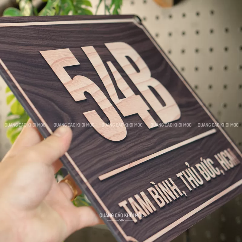Bảng số nhà Alu in UV vân gỗ SAL01 - Ảnh 5