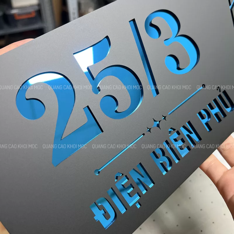Bảng số nhà inox kết hợp mica cắt laser 2 lớp KMS-110 - Ảnh 3