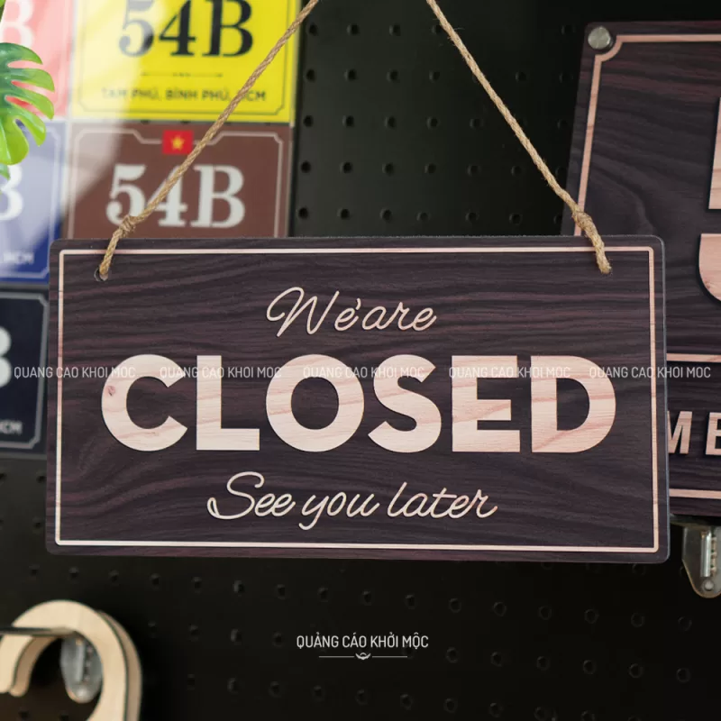 Bảng alu decor vân gỗ open closed treo cửa DAL01 - Ảnh 2