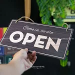 Bảng alu decor vân gỗ open closed treo cửa DAL01 - Ảnh 4