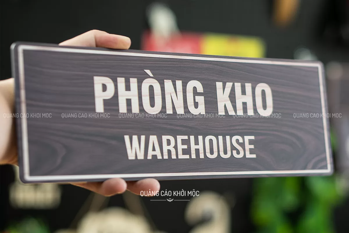 Bảng tên phòng kho Warehouse DAL03 alu in UV dán cửa phòng kho văn phòng công ty