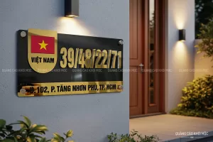 Biển số nhà inox đen xước 39/48/22171 gắn trước cửa nhà tại Tăng Nhơn Phú Thủ Đức