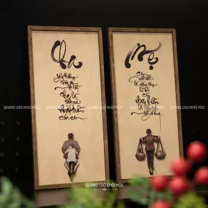 tranh cha mẹ treo tường bằng gỗ plywood in uv qtg03 quà tặng gia đình ý nghĩa